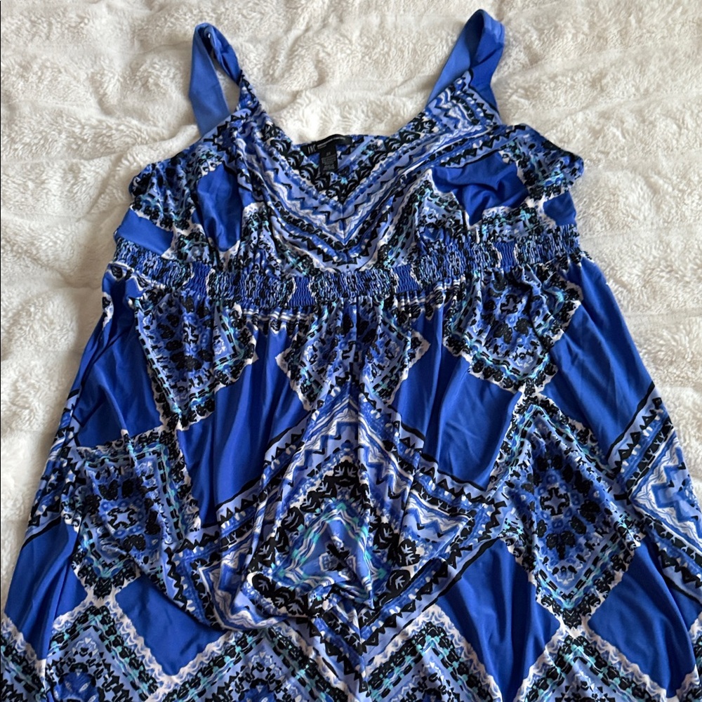 INC International Concepts Blue Patterned Dress - Picture 3 of 4